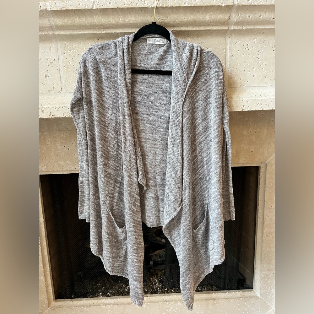 Gray cardigan with hood